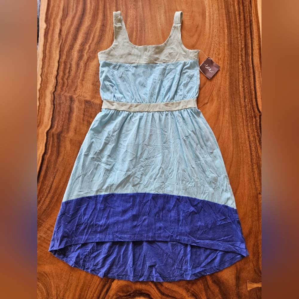 NWT Tea Collection Size 12 Blue High Low Kids Dress